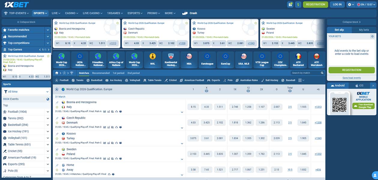 1xBet sports betting Zambia