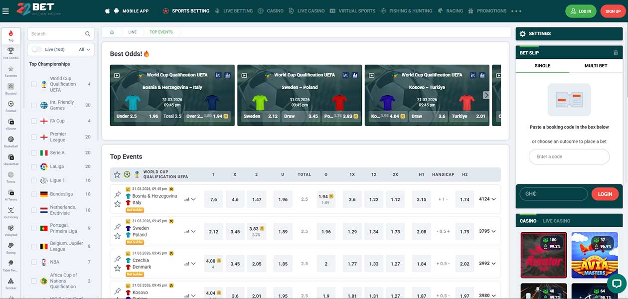 22Bet sports betting Zambia
